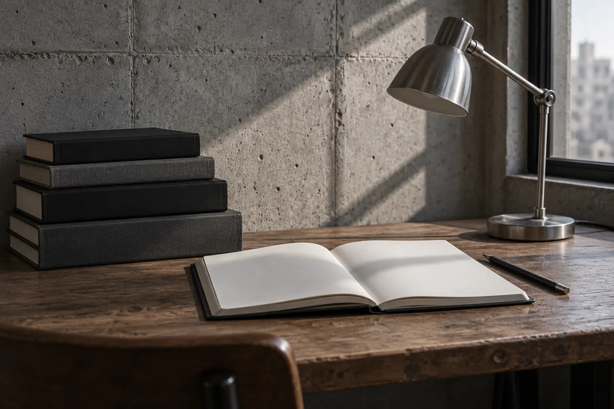 Imagen conceptual de libros y cuaderno de estudio